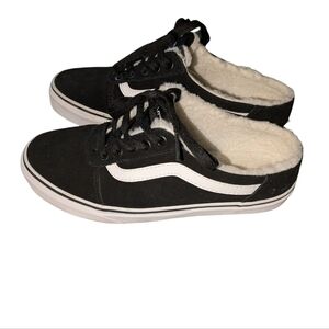 Black and White Fleece-Lined Sneakers